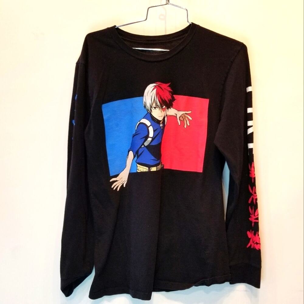 Hot Topic My Hero Academia Black Long Sleeve T-Shirt Cotton Anime Teens Size‎  S
